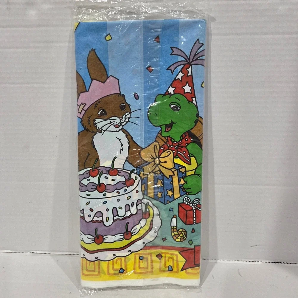Vintage Franklin the Turtle Plastic Tablecloth DesignWare Birthday Party 54x96